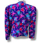 Maggy London Vintage 80s Size 14 Floral 100% Silk Blouse Shoulder Pads Photo 4