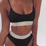 emma bling trim high waist swimsuits set black Size L Photo 0