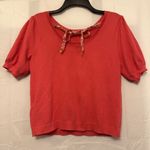 J.Crew  Shirt Women's Size Small Pink Back Floral‎ Bow Tie Short Puff Sleeve Photo 1