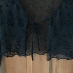 Women's Teen Girl Black Lacey Crop Cardigan Size Small Photo 2