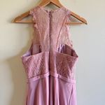 Azazie  Pink Lace Halter Top Sleeveless Bridesmaid Dress Knee‎ Length Size… Photo 3