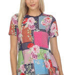 Johnny Was Los Angeles Floral Patchwork Print T-Shirt Short Sleeve Colorful XS Photo 0