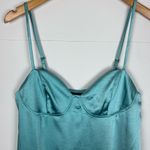 Wild Fable Mini Dress Size Medium Satin Aqua Spaghetti Strap Photo 2