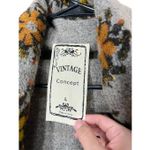 Vintage Concept Cardigan L Cream/Gray Wool Waterfall‎ Sweater Raised Floral Knit Gray Size L Photo 5