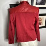 Peter Nygard  Womens‎ Quilted Ribbon Red Leather Stretch Knit Jacket Medium 10 12 Photo 3