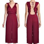 Parker  Boudoir Culotte Jumpsuit Ruffles Wide Leg Dots Cranberry Red Size Medium Photo 1