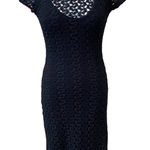 Free People Black Lace Dress Sz XS Short Sleeve Black Knit Dress Goth Emo Dress Photo 0