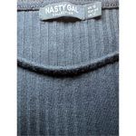 Nasty Gal  Black Ribbed Fitted High Neck Bodysuit Sz 12 Photo 2