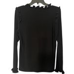 Anne Klein Black Blouse Long Sleeve Ruffle Neck Tie Women Small Stretch Romantic Photo 1