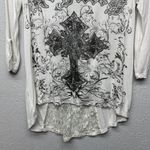 Rhinestone Flowy Womens Top Small Rockabilly Punk Chaotic Academia Streetwear White Photo 2