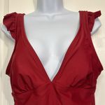 Kona Sol  Swimsuit V-Neck Ruched Mid Section High Cut Monokini Maroon Large #0390 Photo 2