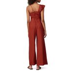 Three Floor Margaux Jumpsuit Womens 2 Burnt Orange Linen Striped Ruffle NWT Photo 1