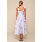 Lulus NWT  Glamorous Sweetie Lavender Burnout Tie-Strap Bustier Midi Dress Size L Photo 2