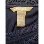 Banana Republic  Shirt Women Small Short Sleeve Blouse Blue Lined Lace Top Photo 2