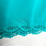 Liberty Love Teal Blue Cold Shoulder Tunic Top with Boho Lace Trim Size Large Photo 3