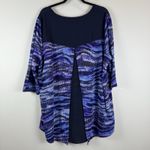 Catherines  Tunic Top Women 2X Blue Printed 3/4 Sleeve Blouse Mature Career Flowy Photo 4