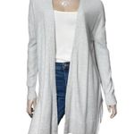 Chelsea28 Women’s M Heather Pale Gray Cotton Waffle Knit Open Sweater Cardigan Photo 1