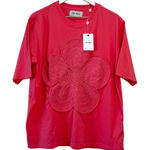 Free People NWT The Tales x  Pink Crochet Flower Graphic T Shirt Size M Photo 0