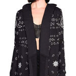 Jonny Cota Draped Hoodie in Black Bandana Open Front Women’s Small Photo 0