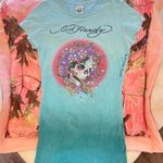 Ed Hardy y2k true vintage don  christian audigier skull flower tshirt Photo 0