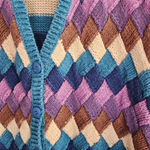 Orvis Vintage  Funky Purple Blue Brown Woven Knit Sweater Vest L Photo 1