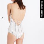 Madewell Tavik by Monahan Lace-Up One-Piece Swimsuit in Horizon Stripe xs Photo 1