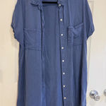 Zilicremo Blue Shirt Dress Short Sleeve Button‎ Down Pockets Casual Size L Size L Photo 0