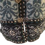Icelandic Design Scandinavian Wool Cardigan Sweater S Blue Silver Clasps Fall Photo 4