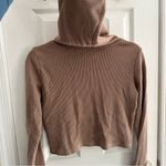 Hollister Brown Cropped Waffle Zip Up Sweatshirt Size Small Photo 6