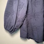 Driftwood  Navy Blue Eyelet Embroidered Floral Puff Peasant Blouse Women's Small Photo 5