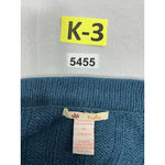 Womans Tulle Long Sleeve Cableknit Sweater XS Teal Button Down Collar Photo 2