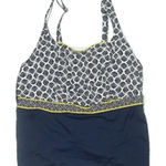 Lands' End  Navy Yellow Mix Square Neck Underwire Tankini Swim Top Plus Size 24W Photo 0