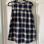 NWT Bass blue plaid blouse. Sleeveless, v Photo 5