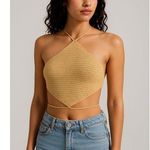 SheIn Knit Halter Top Festival Boho Beachwear XS Photo 0