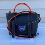 Michael Kors Black Manhattan Satchel Medium Contrast Trim Leather Photo 0