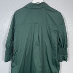 COS  Women 4 Emerald Green Shirt Dress Half Button Front Pockets Gathered Sleeve Photo 8