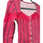 Free People New  Let’s Party Cardi Hot Pink Floral - Rare Piece XS Photo 1