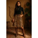 Vintage Sag Harbor Patchwork Animal Print Rayon Skirt Boho Safari Y2K Sz 14 Brown Photo 1