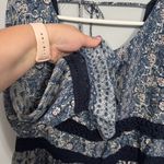 Maurice's Blue & White Paisley Print Bell Sleeve Mini Dress Boho Women's Size Large Photo 2