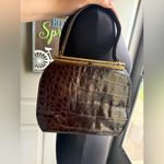 Vintage 50/60s Bellestone brown alligator leather clasp frame purse Photo 1