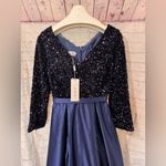 La Vetir Dark Elegant Navy Sequin Gown Dress wedding Dresses Blue Size 12 Photo 7