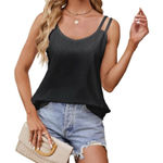 Zanzea  Tank Top for Women Strap Eyelet V Neck Casual Black Size Medium Photo 0