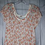 Free People  boho ditsy floral White Pink Crochet Lace Hippie Top Photo 2