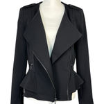 White House | Black Market Moto Jacket Women’s Black Asymmetric Zip Peplum Size 8 Photo 0