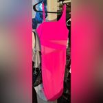 VIMPUNEC Women Sexy One Piece Hot Pink Swim Dress One Shoulder with Sgeer Skirt Size M Photo 2