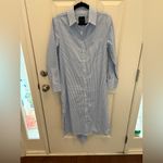 Alex Marie  Pinstripe Tie Waist Button Midi Dress Size Small Photo 4