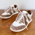 ABLE • Annie Sneaker leopard print leather retro lace up cream tan ridged sole Size 7.5 Photo 2