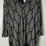 Liz Claiborne Vintage Womens 1X Geometric Blouse Top Tunic Preppy Travel Career Photo 0