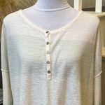 Free People Beach Linen Blend Gold Rush Striped Oversized Henley Knit Top SZ XS Photo 2