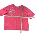 Yi Lin Embroidered Cardigan Sweater Floral Button Front Coral Pink Plus Size 1X Photo 2
